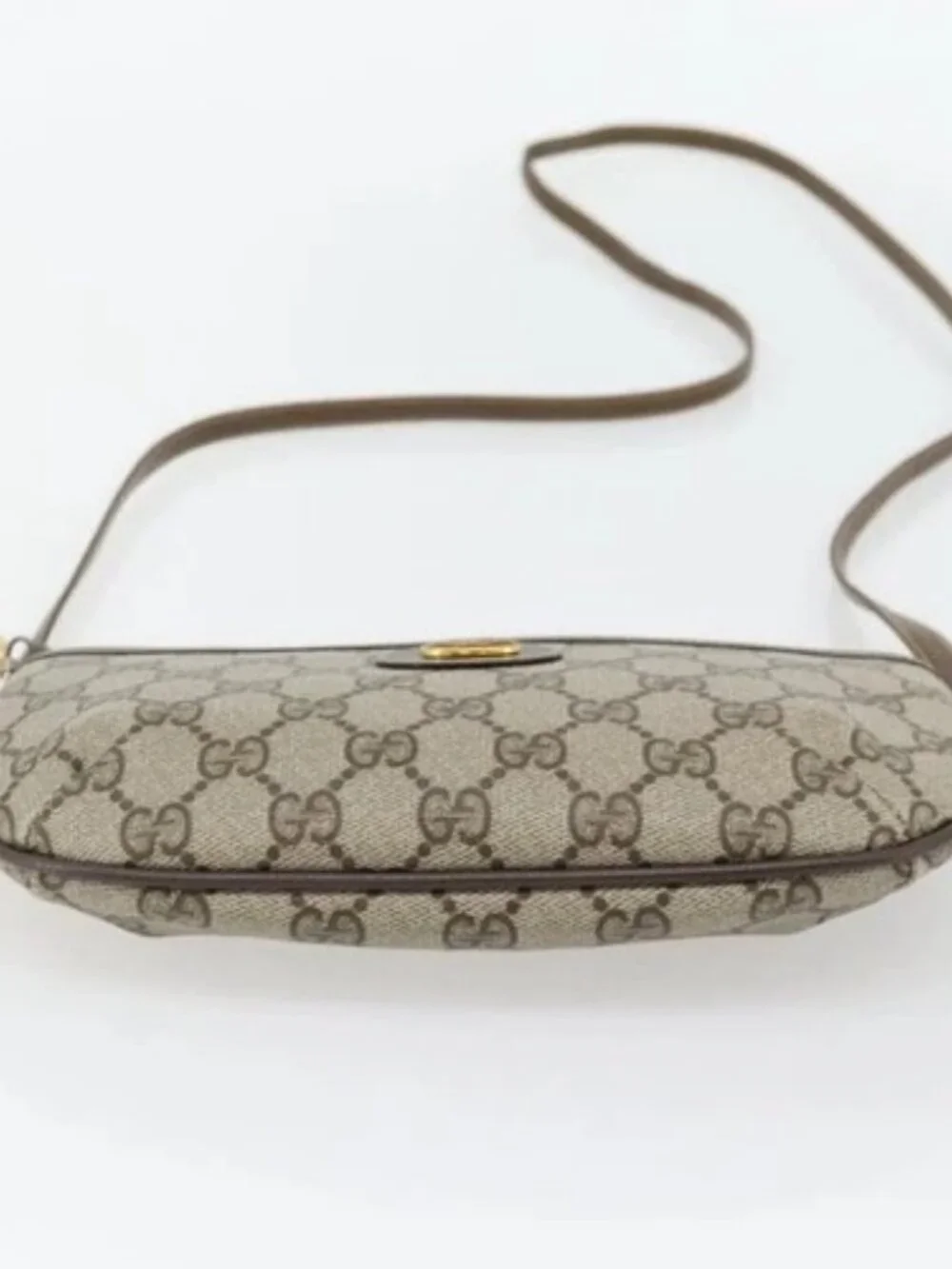 GUCCI GG Supreme Shoulder Bag PVC Beige Gold 904 02 020 Auth 181212